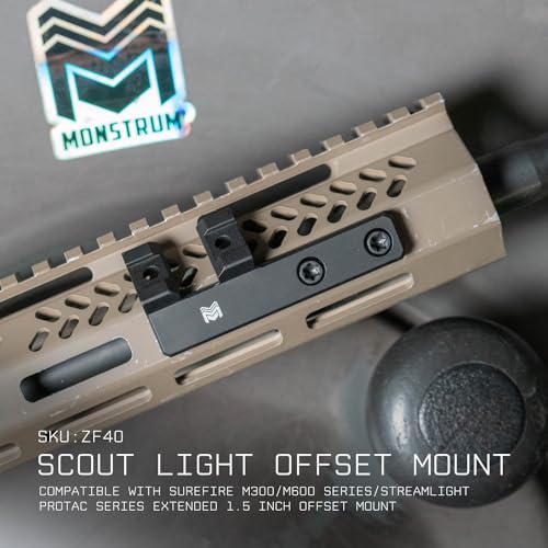Monstrum Scout Light Mount | Compatible with Surefire M300/M600 Series/Streamlight Protac Series | Extended 45 Degree Offset Mount
