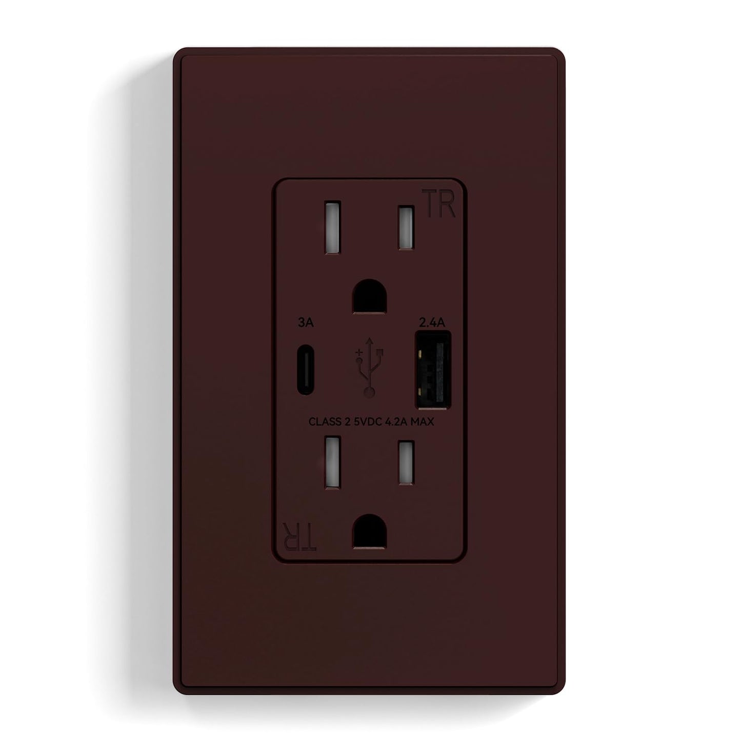 USB Wall Charger Outlet with A & C Ports - 15A Tamper Resistant, UL Listed, 6 Pack, Light Almond