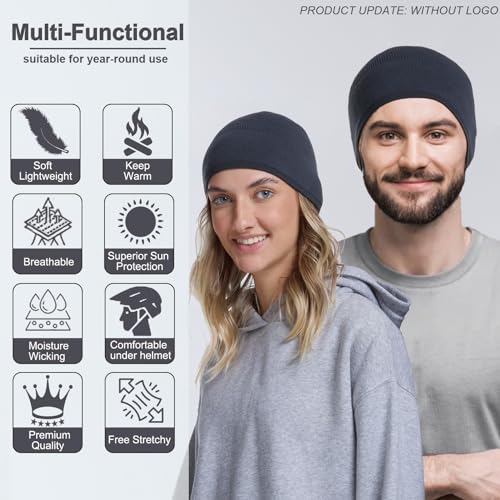 Bamboo Skull Cap Beanie Hat - Soft & Comfy Sleep Cap - Black/Graphite