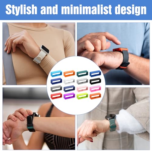 16 Pack Silicone Watch Strap Connector Rings - Multi-Color