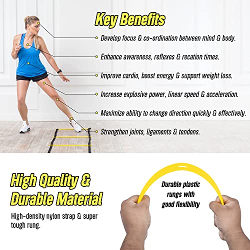 Agility Ladder Training Set with 12 Cones - Yellow