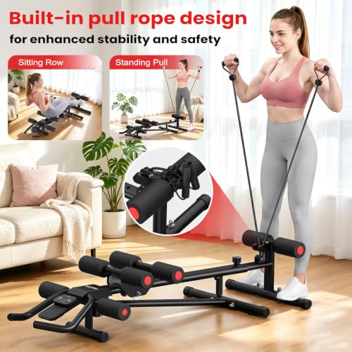 Adjustable Ab Workout Machine - 5-in-1 Home Gym Equipment - Black