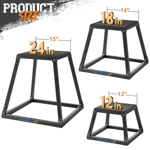 Heavy Duty Metal Plyometric Jump Box - 12/18/24" Adjustable Fitness Platform