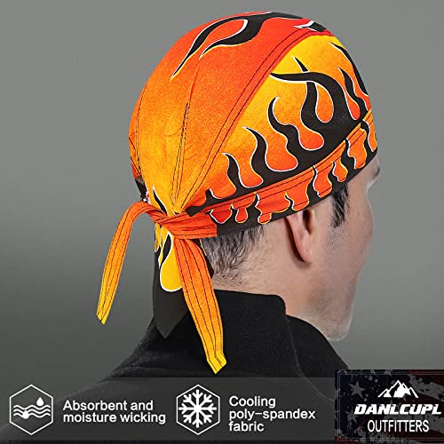 Cooling Skull Cap Beanie - Fire Flames Orange Yellow