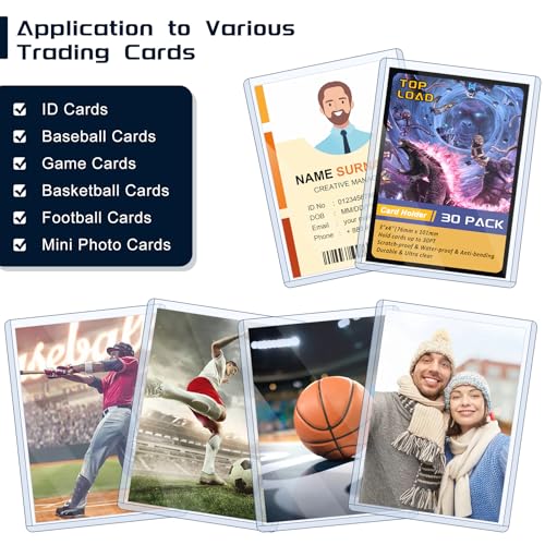 30 Pack Hard Plastic Card Sleeves - 3"x4" Top Load Protectors