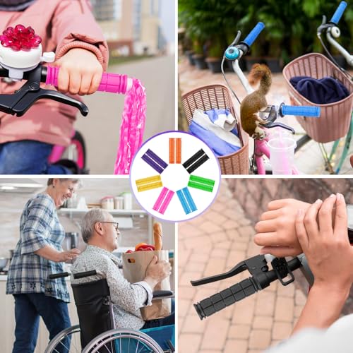 Non-Slip Rubber Bike Handle Grips with Tassel Streamers - Orange