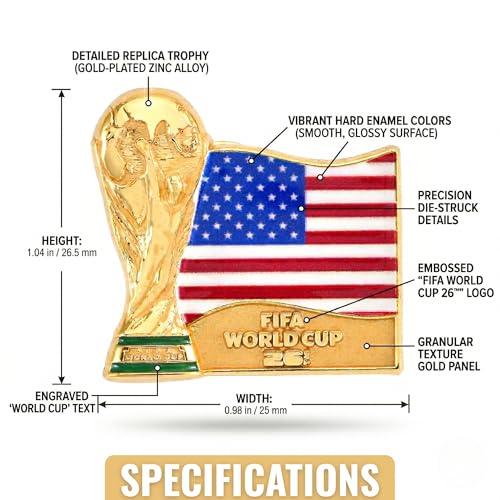 FIFA World Cup 2026 Mexico Flag & Trophy Enamel Pin - 1.5 Inch