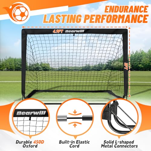 Kids Soccer Goals Set of 2 - 4x3ft Portable Net - Black