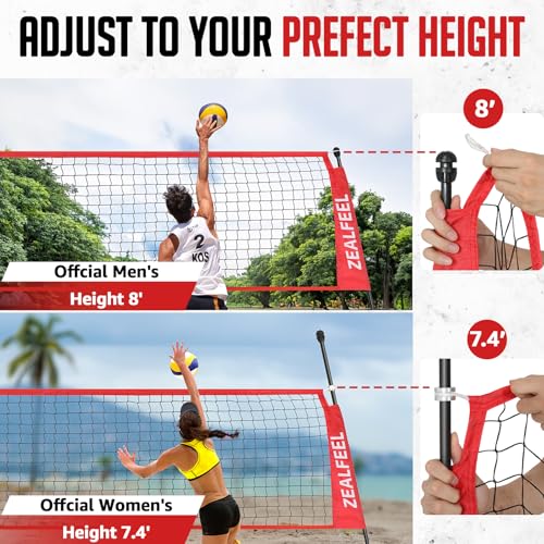 12FT Adjustable Portable Volleyball Net - Freestanding with Carry Bag