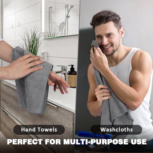 Highly Absorbent Microfiber Gym Towels - 3 Pack, 16 x 27 Inch, Grey