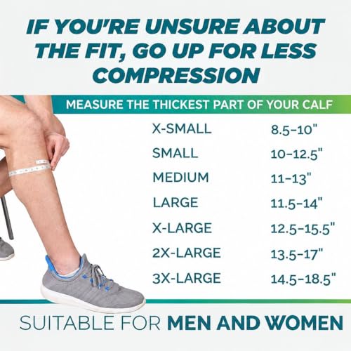 Run Forever Calf Compression Sleeve for Men & Women 20-30mmHg, Large Graphite Grey