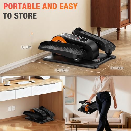 Under Desk Elliptical Machine - Compact Electric Pedal Exerciser with Remote Control & Adjustable Speeds
