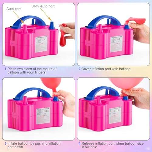 Electric Balloon Pump with Dual Nozzle & Tying Tools - 600W Inflator