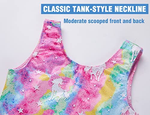 Girls' Gymnastics Leotard Biketard - Colorful Unicorn 2-3T