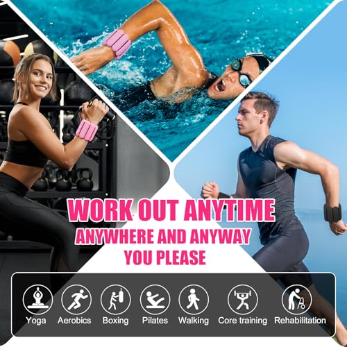 Light Pink Adjustable Wrist & Ankle Weights Set for Women - 2 lbs Fitness Equipment