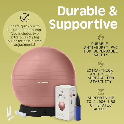 Anti-Burst Exercise Ball with Pump - 65cm Rose Yoga & Fitness