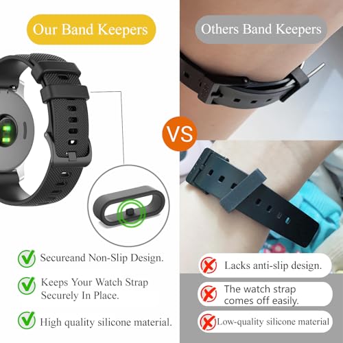 20mm Silicone Watch Band Keeper Loops - 10 Colors