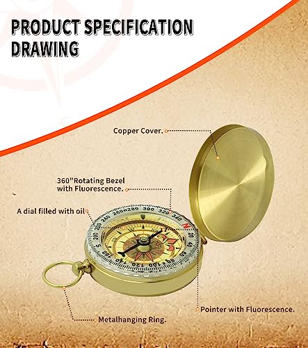 Waterproof Brass Compass for Hiking & Survival - Large Dial