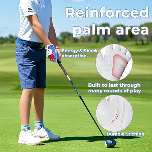 Kids Golf Gloves - Junior Left Hand, Blue & White - Age 5-7