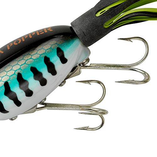 Arbogast Hula Popper Topwater Bass Fishing Lure - 2 Inch, 3/8 Oz, Pulsating Skirt