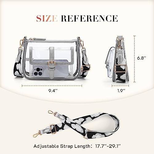 Clear Stadium Approved Crossbody Bag with Guitar Strap - Large Silver
