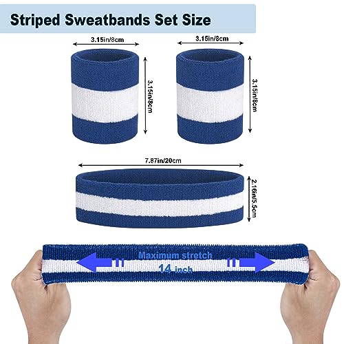 Sweatbands Headband and Wristband Set - Blue/White/Blue