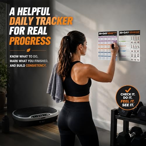 Vibration Plate Workout Poster with 30-Day Plan for Home Fitness