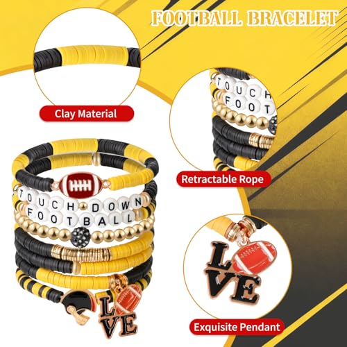 Football Bracelets for Fans - Hypoallergenic Clay Beaded Stackable Bangles