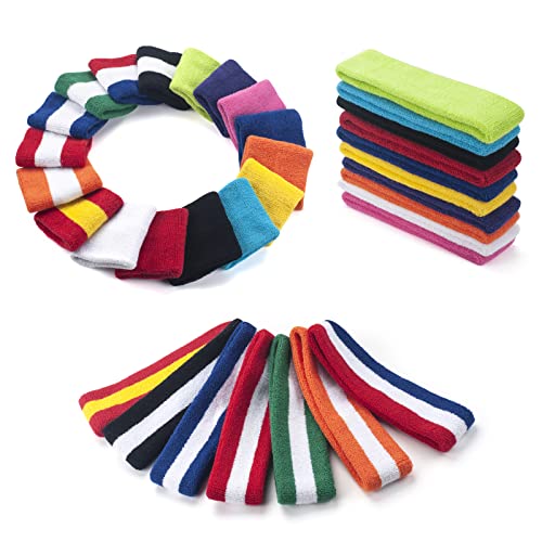 Sweatbands Headband and Wristband Set - Blue/White/Blue