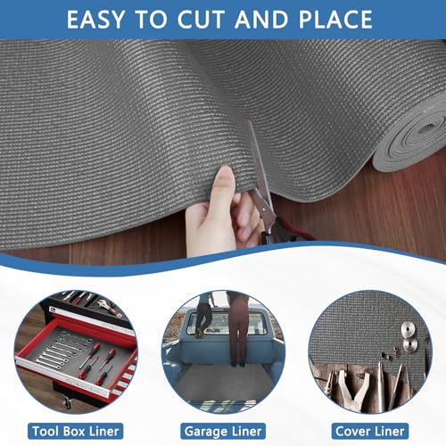 HooTown Gray Foam Toolbox Drawer Liner 16" W x 72" L Non-Slip Soundproof