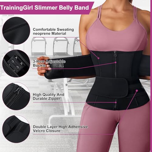 Waist Trainer Cincher for Women - Tummy Control Belt Black, Large