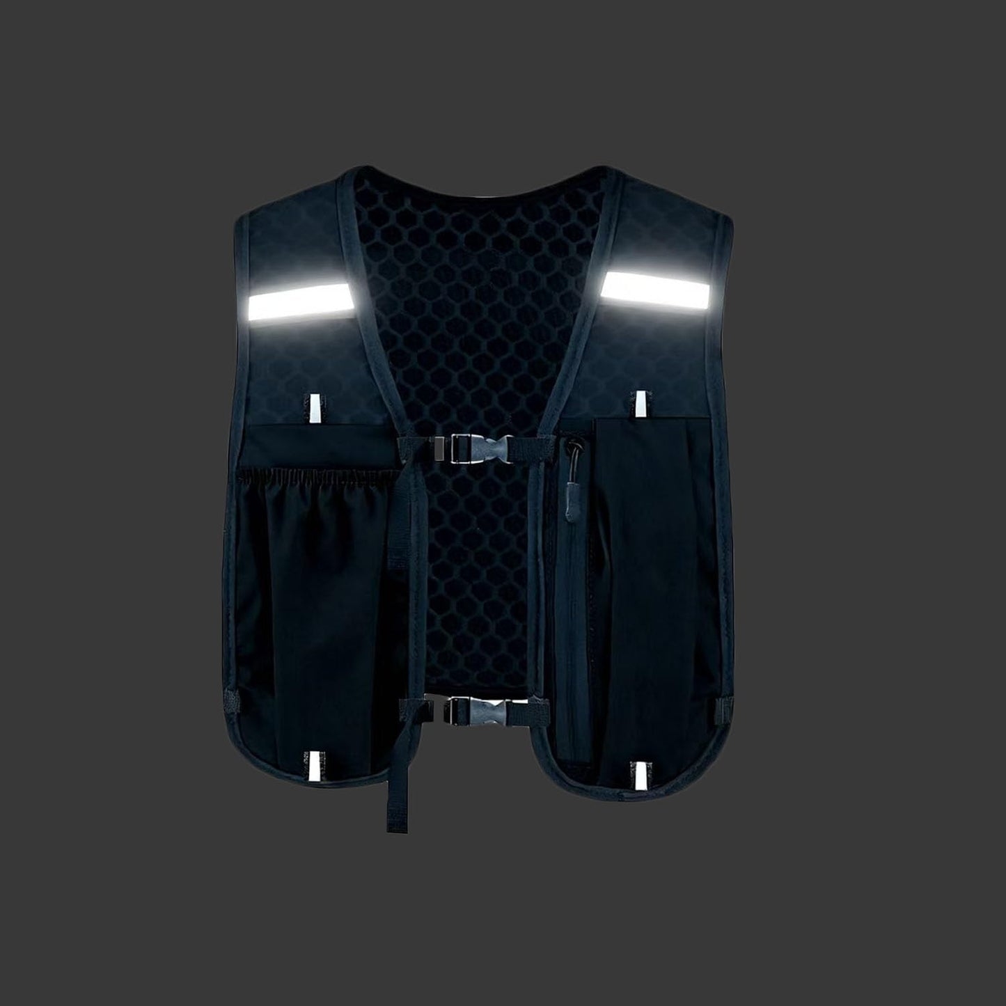 Running Vest with 2L Water Bladder, Reflective Hydration Backpack Lightweight Athletic Wear for Women Men Hiking Cycling Climbing Camping Biking Jogging Trail Race (Black)