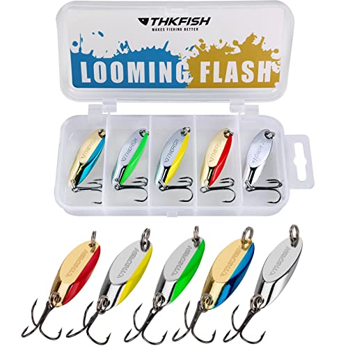 THKFISH 5pcs Fishing Spoons Lures 1/8oz 1/5oz 1/4oz 3/8oz 1/2oz for Trout Walleye Pike
