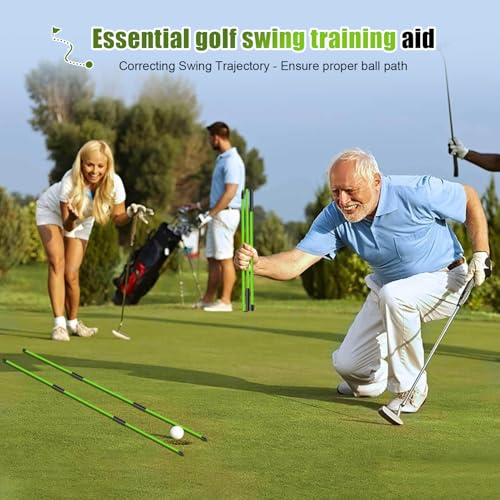 Jsportic Green 48" Collapsible Golf Alignment Sticks Set with 10 Tees