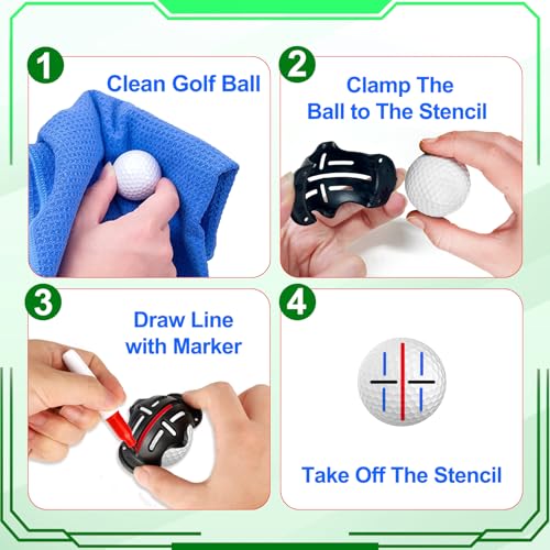 NIFUYOP Golf Ball Line Marker Kit with 3 Stencils & Markers, Portable Organizer Case