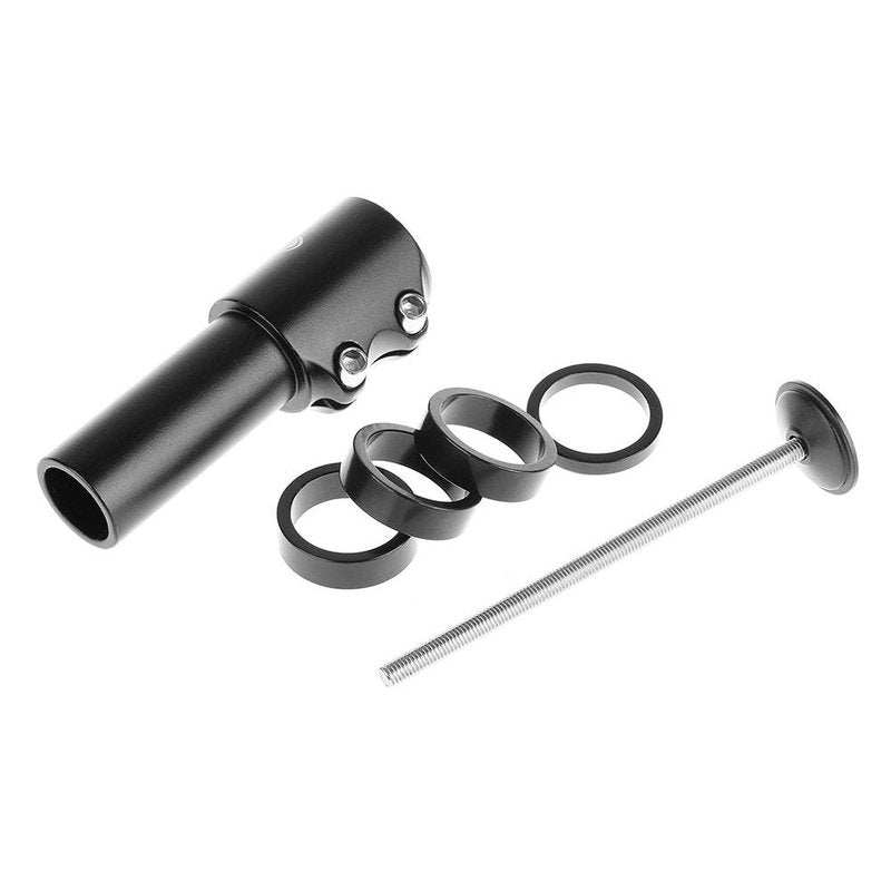 Bike Stem Riser Wake Bike Fork Stem Extender Bicycle Handlebar Raiser Head Up Adapter Suitable for Mountain Bike, Road Bike, MTB, BMX, Fixie (Aluminium Alloy, Adjustable, Black)