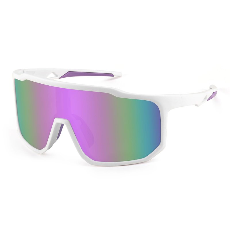 Karsaer Vision Men Women Cycling Sunglasses Baseball Softball Running Sports glasses for Youth Adults Kids Teens Age 8-14, Big, White Frame /Purple Lens