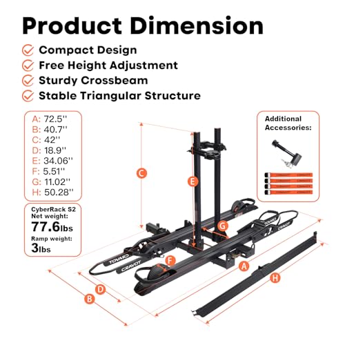 Heavy Duty Foldable E-Bike Rack for 2 E-Bikes, 300 lbs Capacity