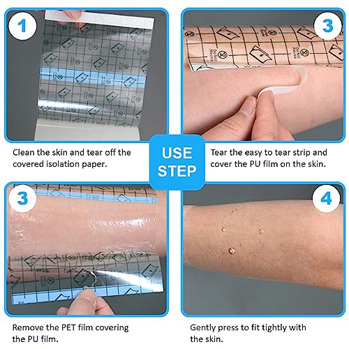 Waterproof Adhesive Bandages - 100 Sheets, 2 x 2 Inch Tattoo Protector