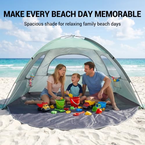 Portable Beach Tent with UV Protection for 3-8 People - Ventilated & Lightweight