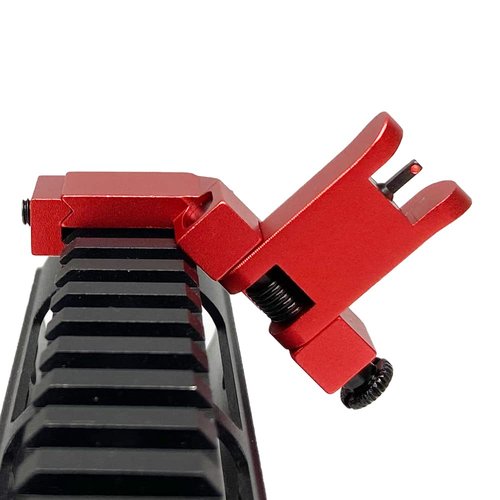 Fiber Optic 45 Degree Offset Iron Sight Set - Rapid Transition Front and Rear Backup Sights for Picatinny Rail (45 Degree Flip Up Sights-Red) ST4502R