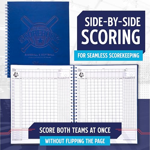 Premium Baseball Softball Scorebook - 60 Games, Durable Hardcover