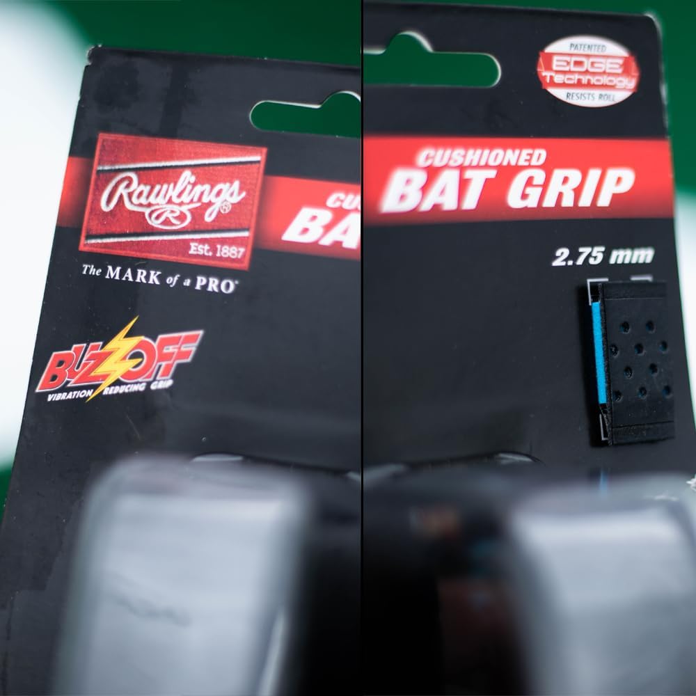 Rawlings | 2.75mm Bat Grip | Extra Cushion for Baseball/Softball | Black Color