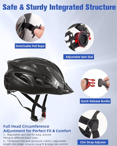 Lightweight Adult Bike Helmet with Removable Visor - Black, 54-62 cm