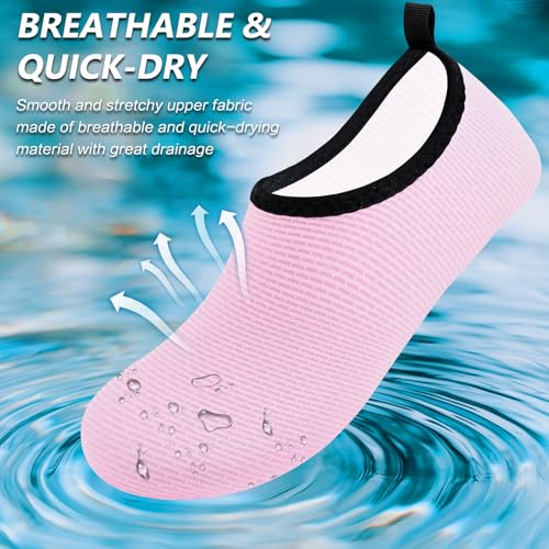 Deevike Water Shoes for Women & Men - Barefoot Quick-Dry Aqua Socks Pink 11-12 Women / 9.5-10.5 Men