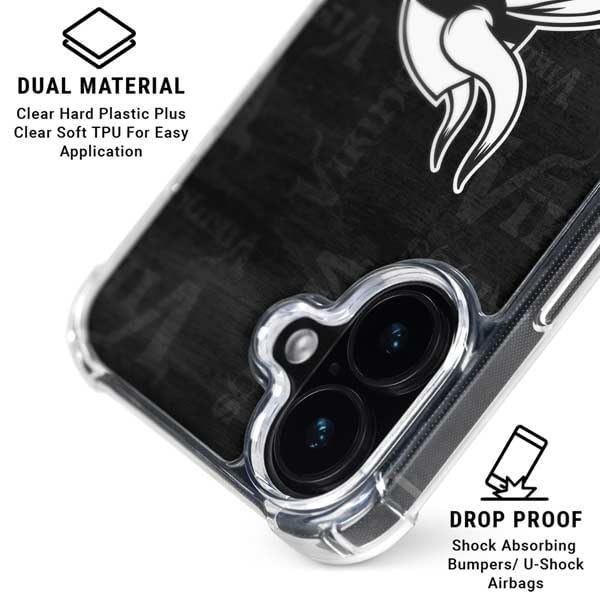 Minnesota Vikings Clear Phone Case for iPhone 16 - Shock-Absorbing Design