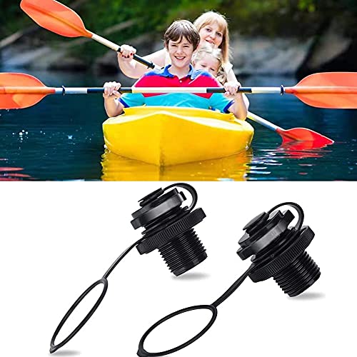 Inflatable Boat Air Valve - 2PCS One-Way Spiral Plugs - Black