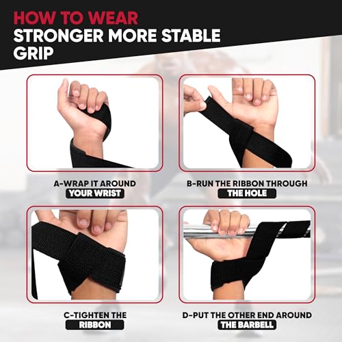 Weightlifting Straps with Neoprene Padding - Black