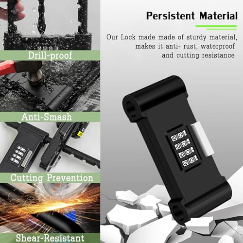 Black U1 Heavy Duty Combination Bicycle Lock with Adjustable Shackle - Secure Bike & Gate