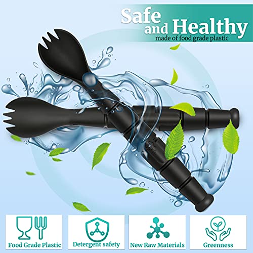 Tactical Spork with Knife - 3 in 1 Camping Utensils, Black